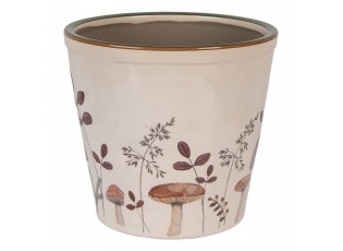 Béžový obal na květináč s houbičkami Little Forest Jewels XL - Ø 21*20 cm