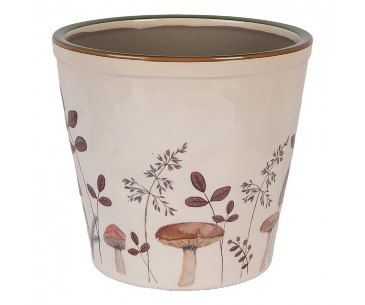 Béžový obal na květináč s houbičkami Little Forest Jewels XL - Ø 21*20 cm Clayre & Eef