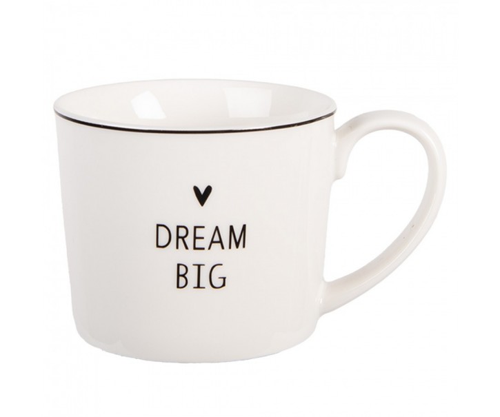 Bílý hrnek se srdíčkem Dream Big Lovely Day - 12*8*7 cm / 275 ml Clayre & Eef
