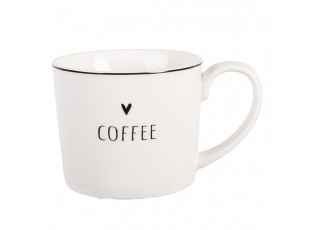 Bílý hrnek se srdíčkem a nápisem Coffee Lovely Day - 12*8*7 cm / 275 ml