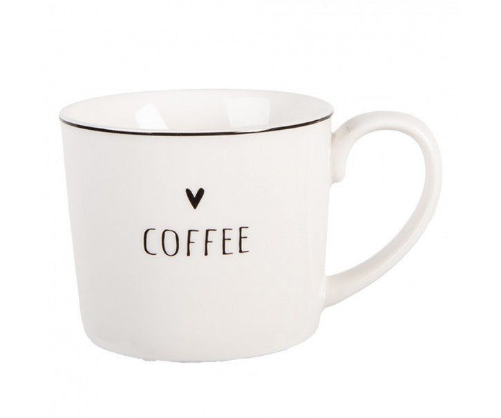Bílý hrnek se srdíčkem a nápisem Coffee Lovely Day - 12*8*7 cm / 275 ml Clayre & Eef