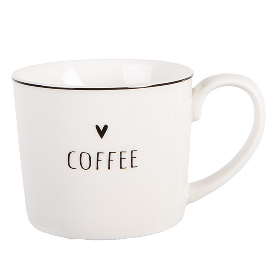 Bílý hrnek se srdíčkem a nápisem Coffee Lovely Day - 12*8*7 cm / 275 ml