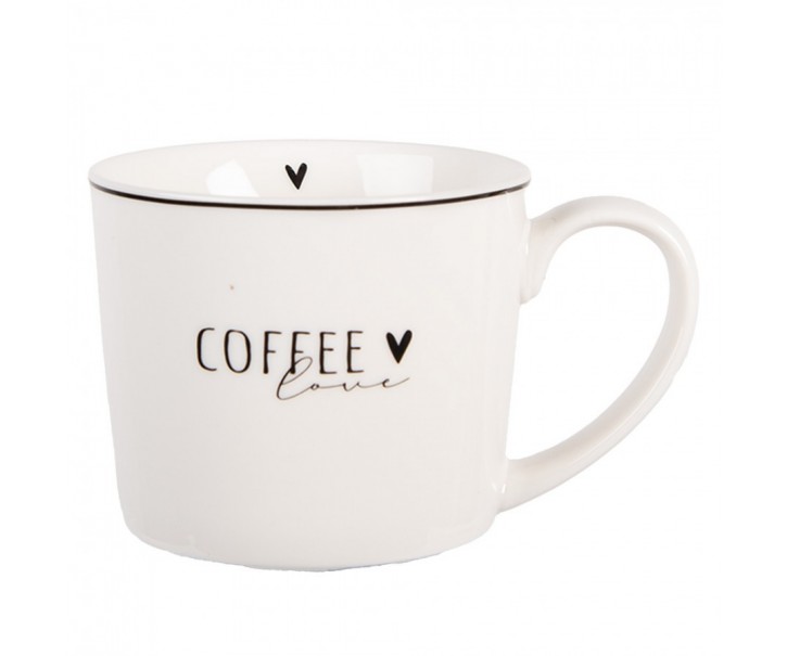 Bílý hrnek se srdíčkem a nápisem Coffee Lovely Day - 12*8*7 cm / 275 ml Clayre & Eef