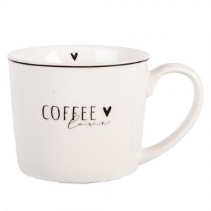 Bílý hrnek se srdíčkem a nápisem Coffee Lovely Day - 12*8*7 cm / 275 ml