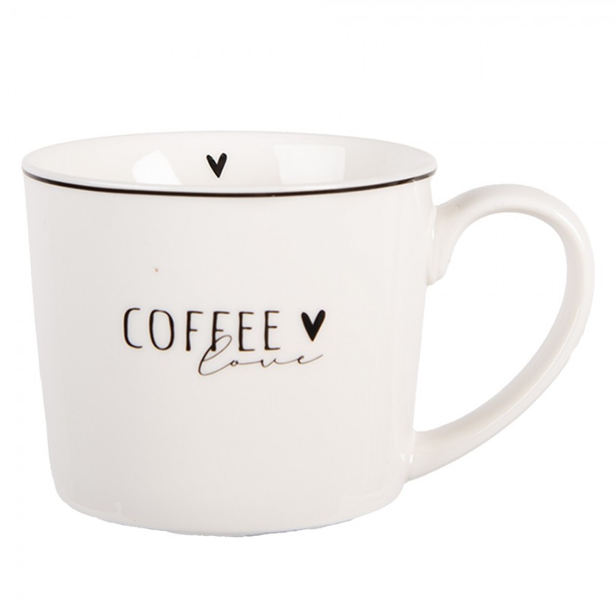 Bílý hrnek se srdíčkem a nápisem Coffee Lovely Day - 12*8*7 cm / 275 ml