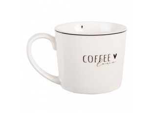 Bílý hrnek se srdíčkem a nápisem Coffee Lovely Day - 12*8*7 cm / 275 ml