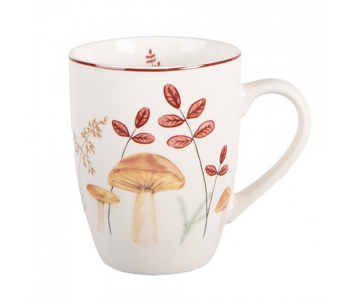 Bílý porcelánový hrnek s houbičkami Little Forest Jewels - 12*8*10 cm / 300 ml Clayre & Eef