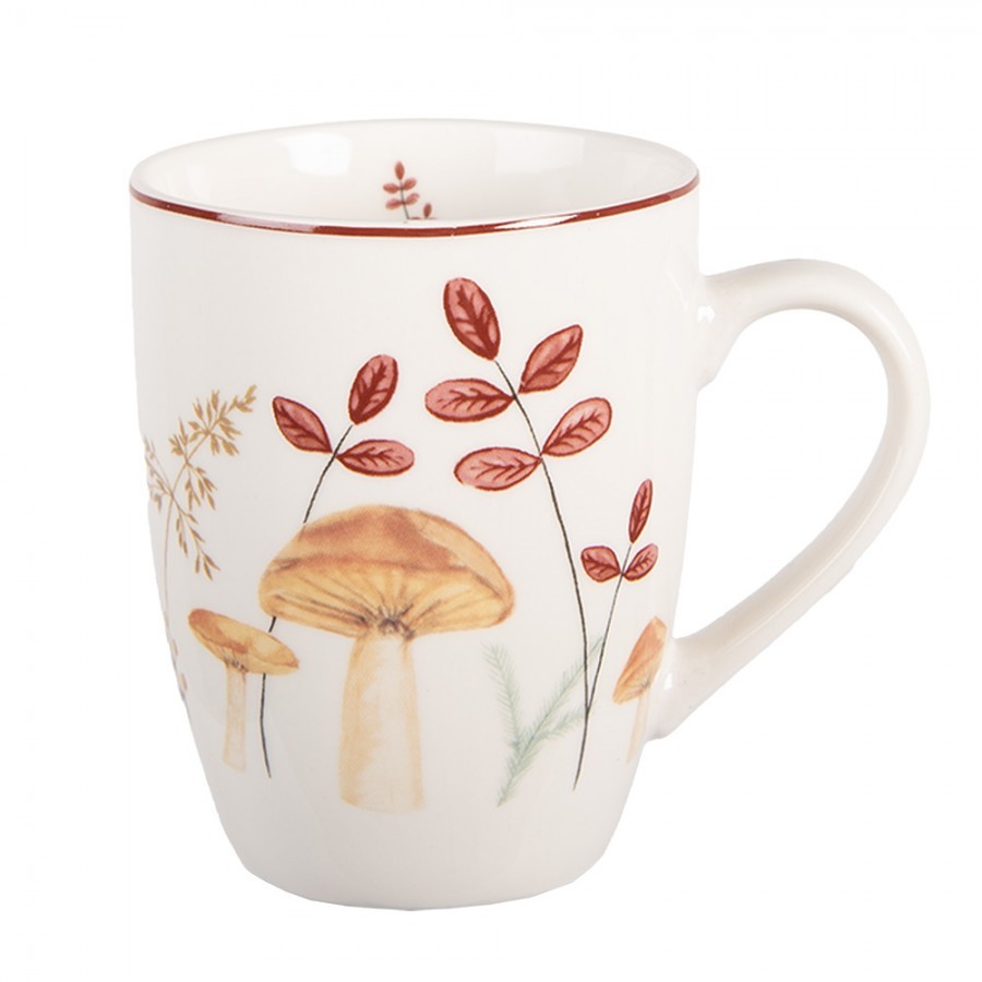 Bílý porcelánový hrnek s houbičkami Little Forest Jewels - 12*8*10 cm / 300 ml
