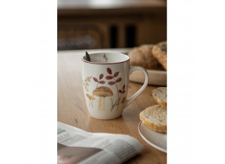 Bílý porcelánový hrnek s houbičkami Little Forest Jewels - 12*8*10 cm / 300 ml
