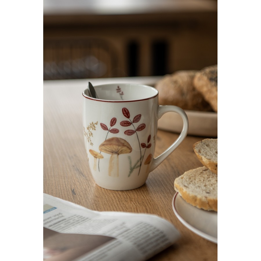 Bílý porcelánový hrnek s houbičkami Little Forest Jewels - 12*8*10 cm / 300 ml