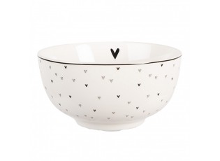Bílá porcelánová miska se srdíčky Lovely Day - Ø 14*7 cm / 500 ml