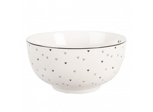 Bílá porcelánová miska se srdíčky Lovely Day - Ø 14*7 cm / 500 ml