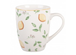 Bílý porcelánový hrnek s citróny Lemons & Leafs - 12*8*10 cm / 300 ml