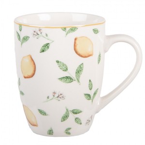 Bílý porcelánový hrnek s citróny Lemons & Leafs - 12*8*10 cm / 300 ml