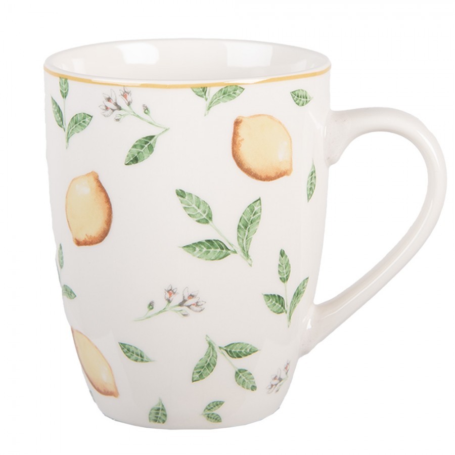 Bílý porcelánový hrnek s citróny Lemons & Leafs - 12*8*10 cm / 300 ml