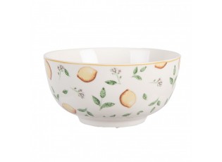 Bílá porcelánová miska s citróny Lemons & Leafs - Ø 14*7 cm / 500 ml 