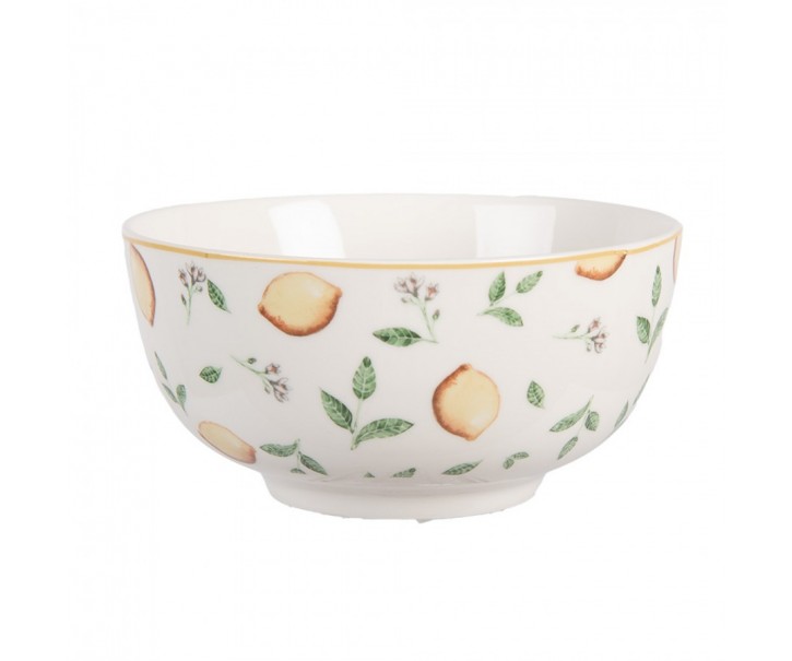 Bílá porcelánová miska s citróny Lemons & Leafs - Ø 14*7 cm / 500 ml Clayre & Eef
