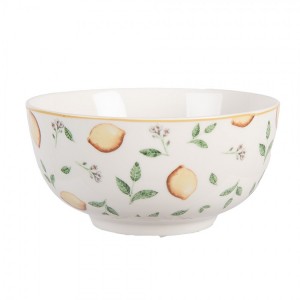 Bílá porcelánová miska s citróny Lemons & Leafs - Ø 14*7 cm / 500 ml 