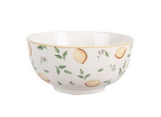 Bílá porcelánová miska s citróny Lemons & Leafs - Ø 14*7 cm / 500 ml 