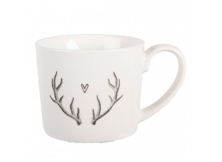 Bílý hrnek paroží se srdíčkem Love Deer - 12*8*7 cm / 275 ml