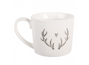 Bílý hrnek paroží se srdíčkem Love Deer - 12*8*7 cm / 275 ml
