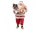 Červená vánoční figurka Santa Claus s medvídkem - 13*10*28 cm Clayre & Eef