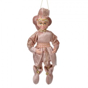 Závěsná dekorace Elf v růžovém obleku - 10*8*28 cm