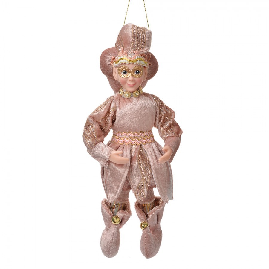 Závěsná dekorace Elf v růžovém obleku - 10*8*28 cm