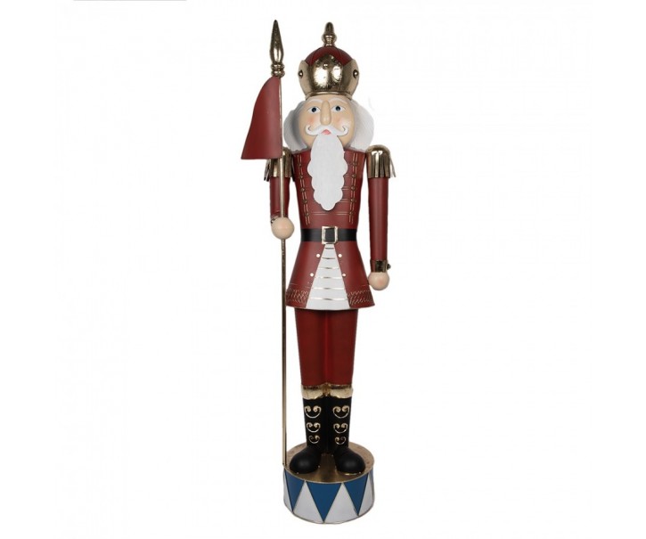 Červená kovová dekorace socha Louskáček Merry Christmas - 67*41*203 cm Clayre & Eef