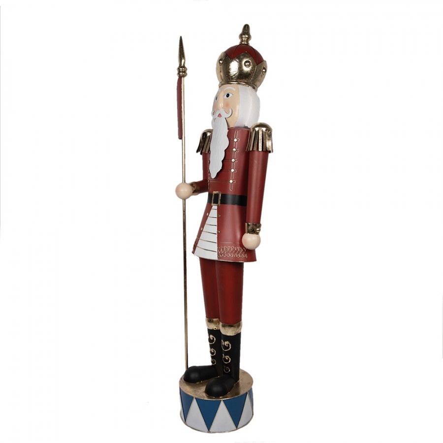 Červená kovová dekorace socha Louskáček Merry Christmas - 67*41*203 cm