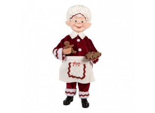 Vánoční dekorace Elf v červeném obleku a perníčky v ruce - 15*10*28 cm