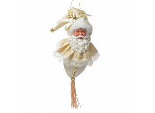 Zlatá závěsná dekorace Santa se zdobným oblekem - 8*8*35 cm