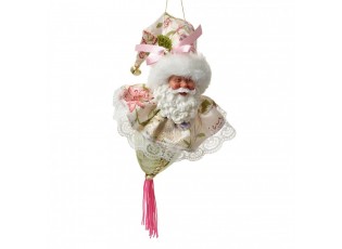 Závěsná dekorace Santa s květovaným oblekem - 8*8*35 cm