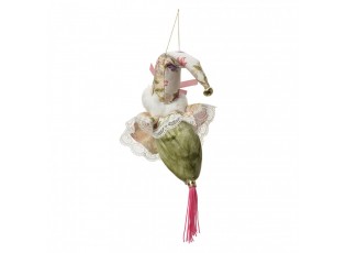 Závěsná dekorace Santa s květovaným oblekem - 8*8*35 cm