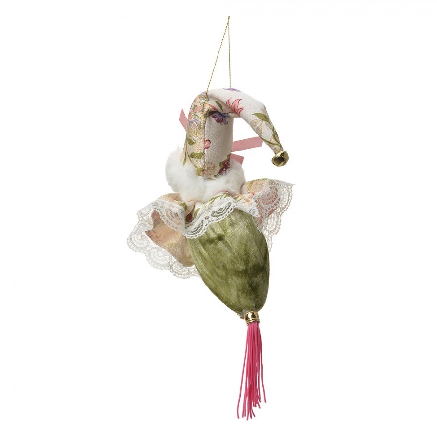 Závěsná dekorace Santa s květovaným oblekem - 8*8*35 cm
