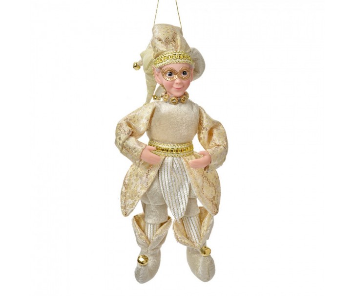 Závěsná dekorace Elf ve zlatém obleku - 10*8*28 cm Clayre & Eef