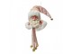 Růžová závěsná dekorace Santa s rolničkami - 12*13*68 cm Clayre & Eef