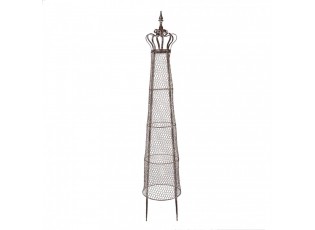Hnědý antik kovový obelisk na květiny Brocante - Ø 30*151 cm