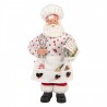 Bílá vánoční figurka Santa Claus kuchař s chaloupkou - 15*10*28 cm