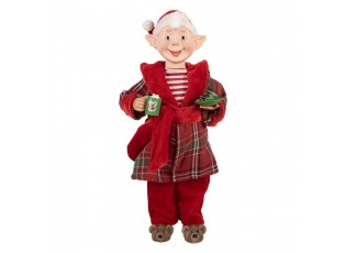 Christmas Decoration Figurine Santa Claus 13x10x28 Cm Red Textile - 13*10*28 cm