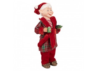Christmas Decoration Figurine Santa Claus 13x10x28 Cm Red Textile - 13*10*28 cm