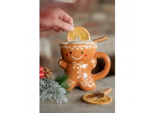 Hnědý keramický hrnek Perníček Gingerbread - 13*9*11 cm / 325 ml