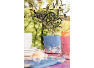 Modrý bavlněný košík na pečivo Flower & Fiesta - Ø 15*16 cm