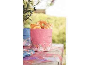 Růžový bavlněný košík na pečivo Flower & Fiesta - Ø 15*16 cm