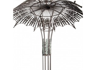 Kovová kulatá zahradní lavice s deštníkem na květiny Brocante - Ø 152*234 cm