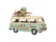 Béžovo-modrý kovový retro model autobus s květy - 17*7*11 cm Clayre & Eef