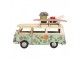 Béžovo-modrý kovový retro model autobus s květy - 17*7*11 cm Clayre & Eef