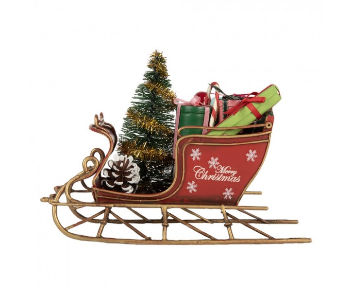 Christmas Decoration Figurine Sled 17x8x12 Cm Red Metal - 17*8*12 cm Clayre & Eef