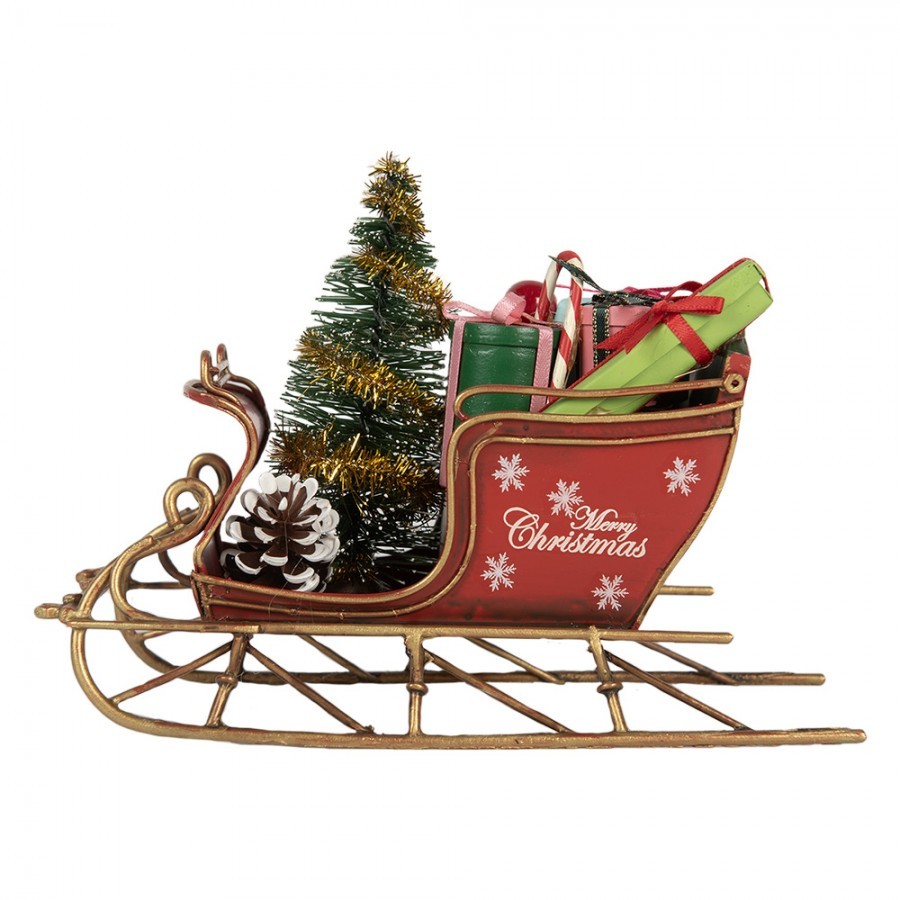 Christmas Decoration Figurine Sled 17x8x12 Cm Red Metal - 17*8*12 cm