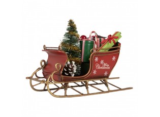 Christmas Decoration Figurine Sled 17x8x12 Cm Red Metal - 17*8*12 cm